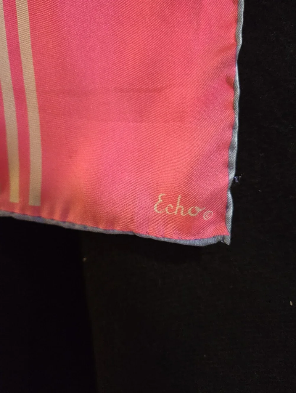 Saks Fifth Avenue Hot Pink and Periwinkle Silk Scarf